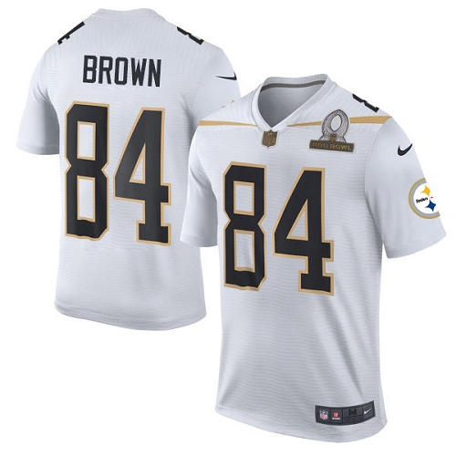 Men's Elite Antonio Brown Nike Jersey White - #84 Team Rice 2016 Pro Bowl NFL Pittsburgh Steelers